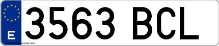 Ejemplo de matrícula española 3563 BCL