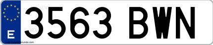 Ejemplo de matrícula española 3563 BWN