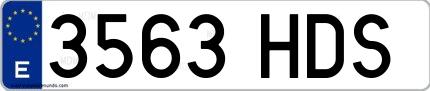 Ejemplo de matrícula española 3563 HDS