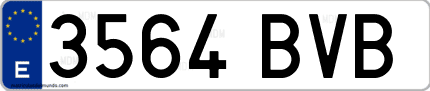 Ejemplo de matrícula de coche ordinaria 3564 BVB