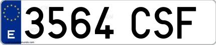 Ejemplo de matrícula española 3564 CSF