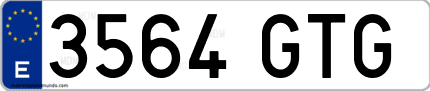 Ejemplo de matrícula de coche ordinaria 3564 GTG