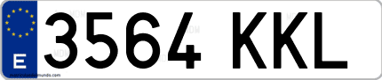 Ejemplo de matrícula de coche ordinaria 3564 KKL