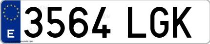 Ejemplo de matrícula española 3564 LGK