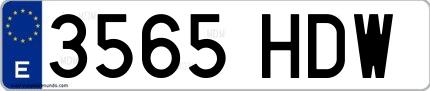 Ejemplo de matrícula española 3565 HDW