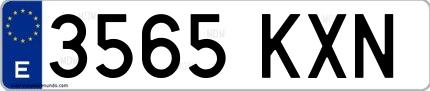 Ejemplo de matrícula española 3565 KXN