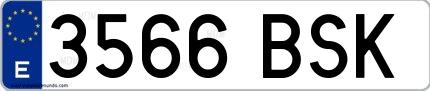 Ejemplo de matrícula española 3566 BSK
