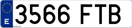 Ejemplo de matrícula de coche ordinaria 3566 FTB