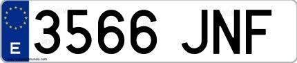 Ejemplo de matrícula española 3566 JNF
