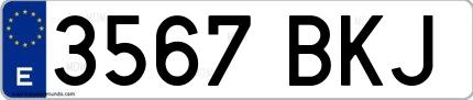 Ejemplo de matrícula española 3567 BKJ