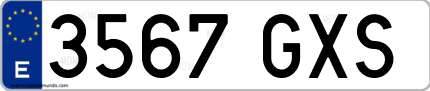 Ejemplo de matrícula de coche ordinaria 3567 GXS