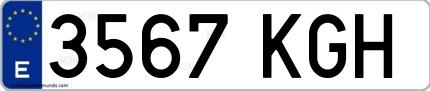 Ejemplo de matrícula española 3567 KGH