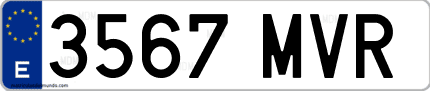 Ejemplo de matrícula de coche ordinaria 3567 MVR
