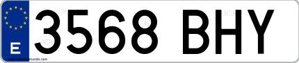 Ejemplo de matrícula española 3568 BHY