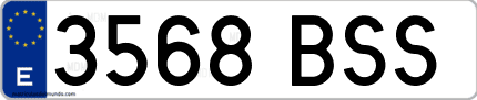 Ejemplo de matrícula de coche ordinaria 3568 BSS