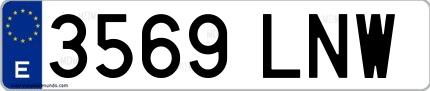 Ejemplo de matrícula española 3569 LNW
