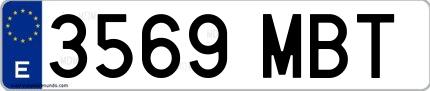 Ejemplo de matrícula española 3569 MBT