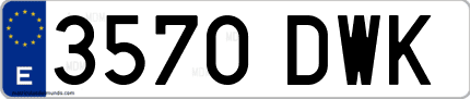 Ejemplo de matrícula de coche ordinaria 3570 DWK