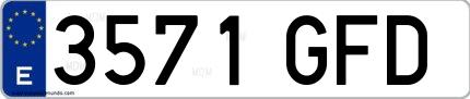 Ejemplo de matrícula española 3571 GFD