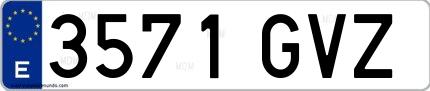 Ejemplo de matrícula española 3571 GVZ