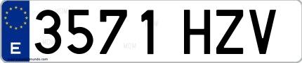 Ejemplo de matrícula española 3571 HZV