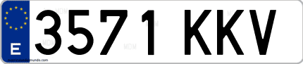 Ejemplo de matrícula de coche ordinaria 3571 KKV