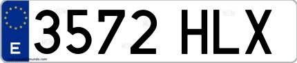 Ejemplo de matrícula española 3572 HLX