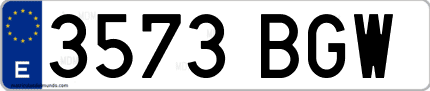 Ejemplo de matrícula de coche ordinaria 3573 BGW