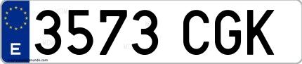 Ejemplo de matrícula española 3573 CGK