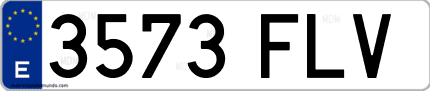 Ejemplo de matrícula de coche ordinaria 3573 FLV