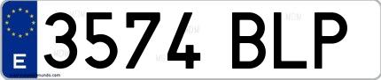 Ejemplo de matrícula española 3574 BLP