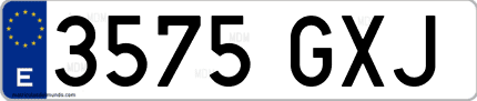 Ejemplo de matrícula de coche ordinaria 3575 GXJ