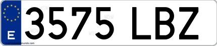 Ejemplo de matrícula española 3575 LBZ