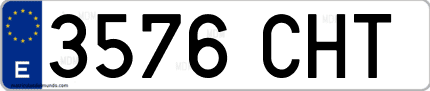 Ejemplo de matrícula de coche ordinaria 3576 CHT