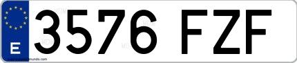 Ejemplo de matrícula española 3576 FZF