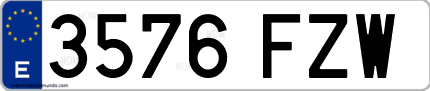 Ejemplo de matrícula de coche ordinaria 3576 FZW