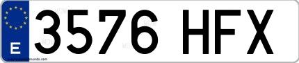 Ejemplo de matrícula española 3576 HFX