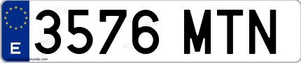 Ejemplo de matrícula de coche ordinaria 3576 MTN