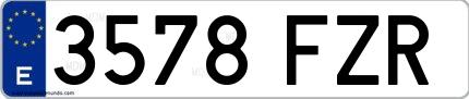 Ejemplo de matrícula española 3578 FZR