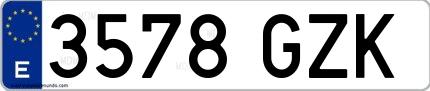 Ejemplo de matrícula española 3578 GZK