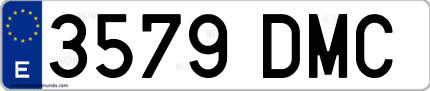 Ejemplo de matrícula de coche ordinaria 3579 DMC