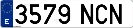 Ejemplo de matrícula de coche ordinaria 3579 NCN