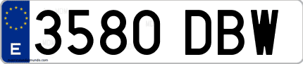 Ejemplo de matrícula de coche ordinaria 3580 DBW