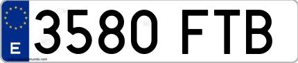 Ejemplo de matrícula española 3580 FTB
