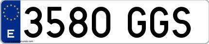 Ejemplo de matrícula española 3580 GGS