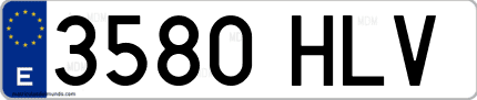 Ejemplo de matrícula de coche ordinaria 3580 HLV