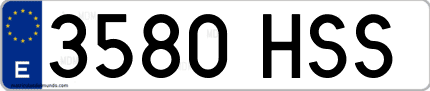 Ejemplo de matrícula de coche ordinaria 3580 HSS
