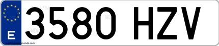 Ejemplo de matrícula española 3580 HZV