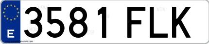 Ejemplo de matrícula española 3581 FLK