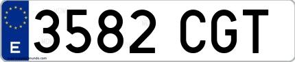 Ejemplo de matrícula española 3582 CGT